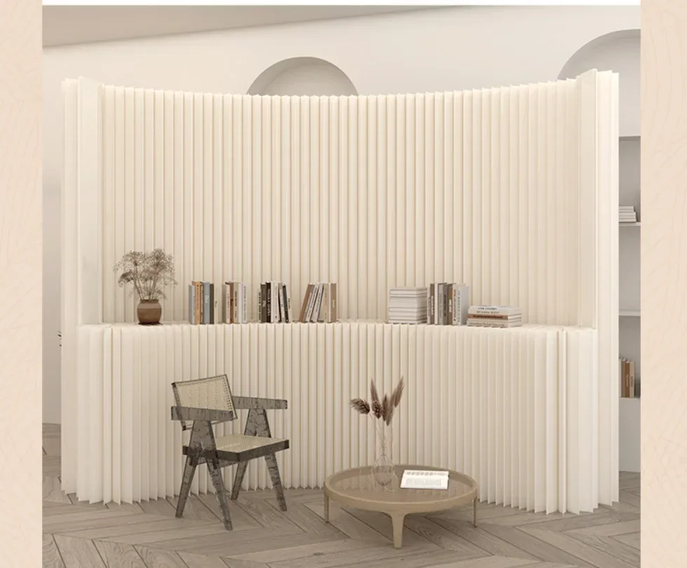 Customizable Home Decor White Brown Folding Organ Paper Wall Removable Screens & Room Dividers For Office Porch Partition