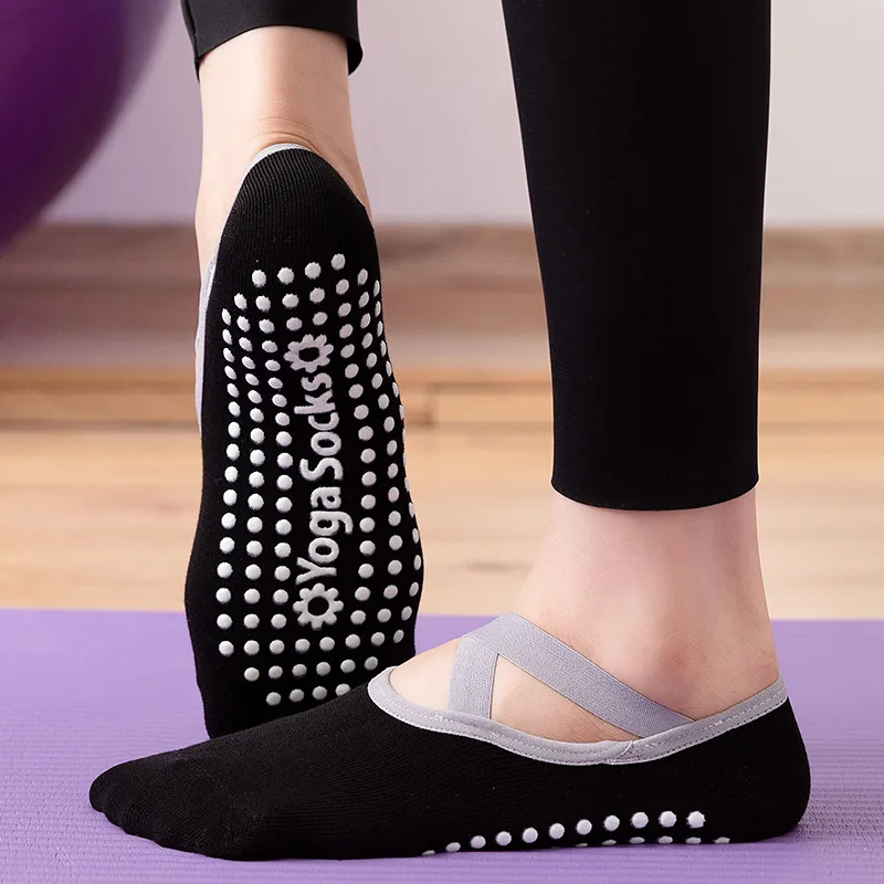 Professional women yoga socks silicone anti-slip ballet Pilates socks backless breathable bandage dance sports 1Pair