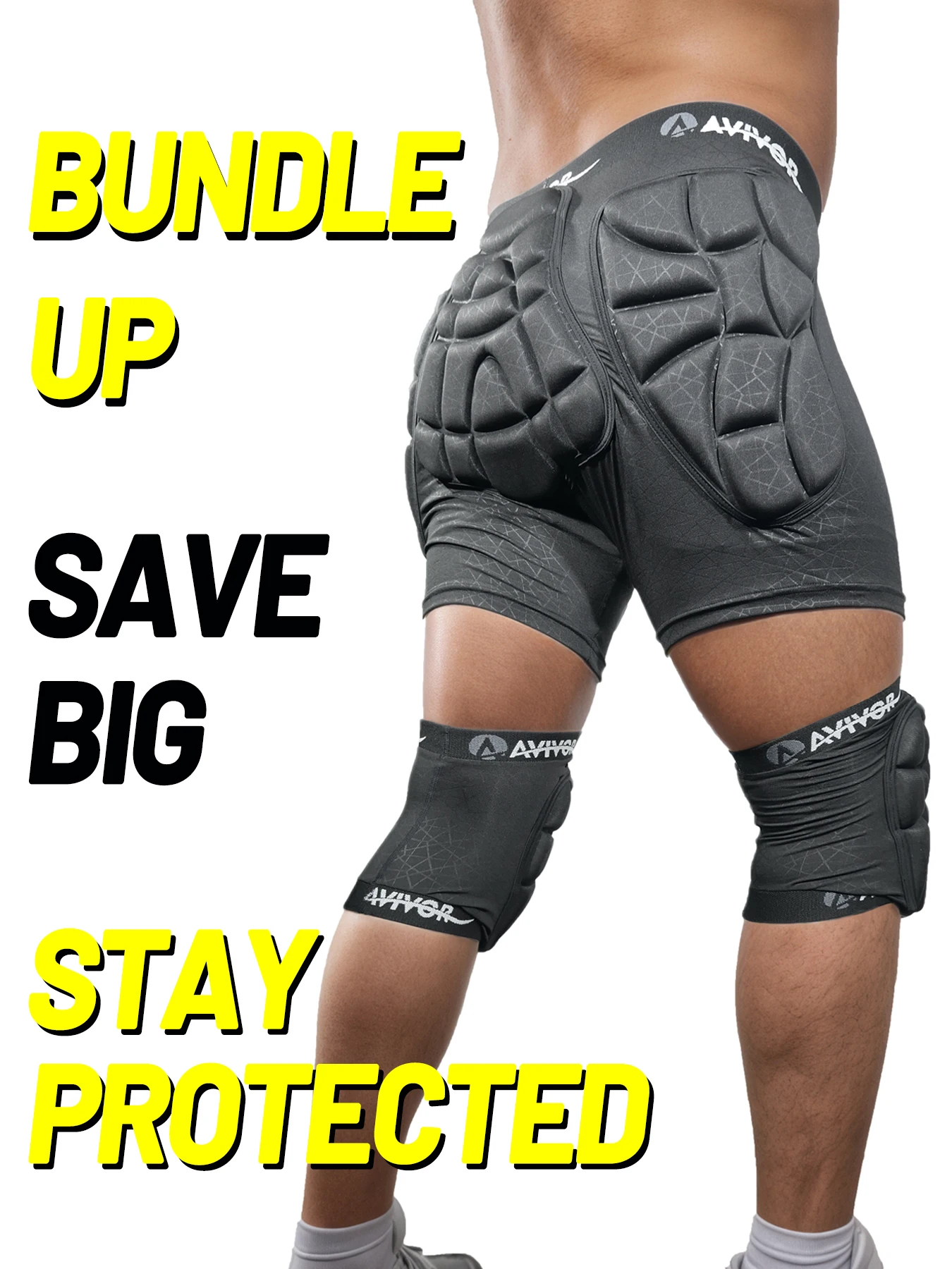 AVIVOR Uni-sex Padded Shorts & Knee Pads Set Butt Protection for Snowboard/Ski/Skating (Impact-Resistant Protective Gear)