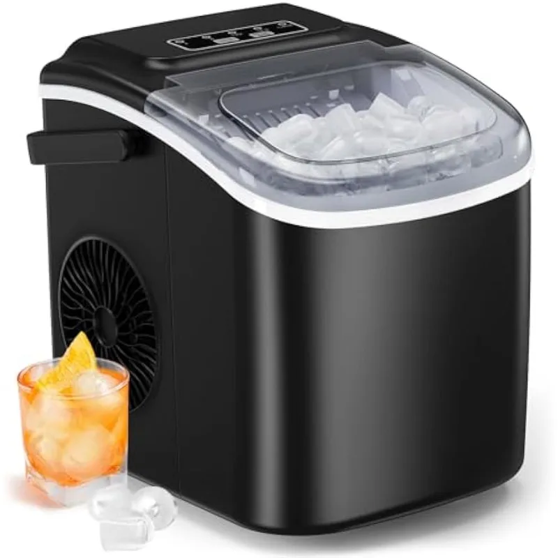 

Silonn Countertop Ice Maker,9 Cubes Ready in 6 Mins,26lbs in 24Hrs,Self-Cleaning with Ice Scoop and Basket,2 Sizes of Bullet Ice