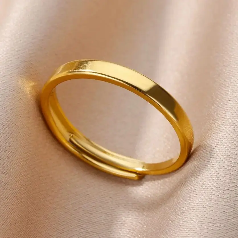 Stainless Steel Rings For Women Gold Color Adjustable Finger Rings