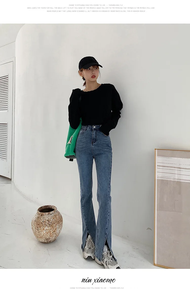 black mom jeans CGC 2022 New Spring Autumn Flared Jeans Women  Straight High Waist Jeans Casual Streetwear Slim Denim Pants Female Baggy Jeans brown jeans