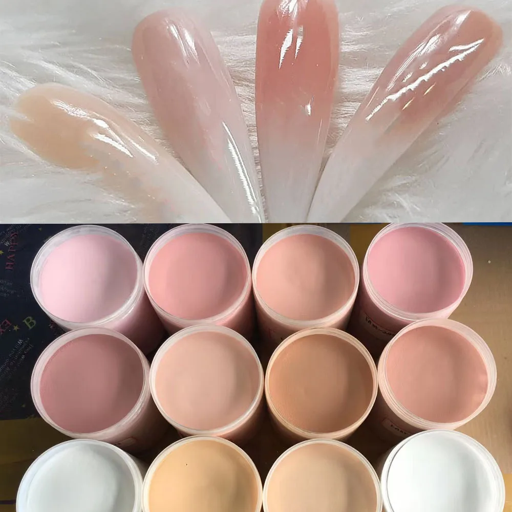 50g 2oz/Bottle Nude Acrylic Nail Powder 20 Colors White Pink Clear Extension Builder Carving Sculptured Powder Polymer Art Dust