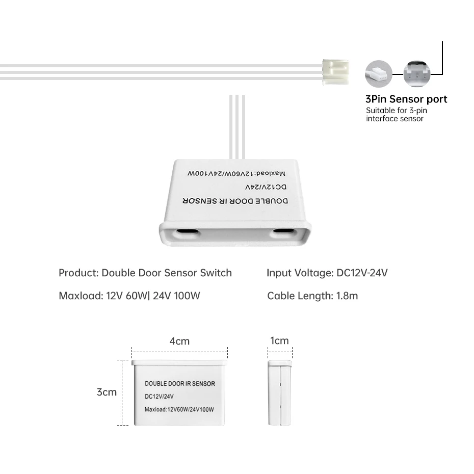 스마트 더블 도어 근접 센서 제어 LED 언더 캐비닛 조명 테이프 24V COB LED 스트립 쇼케이스 옷장 램프 백라이트
