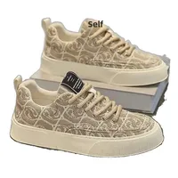 Low-Top Men's Canvas Shoes Summer New Thick Bottom Sports Leisure Trendy Print Board Shoes Breathable Rubber Sole Adult Footwear