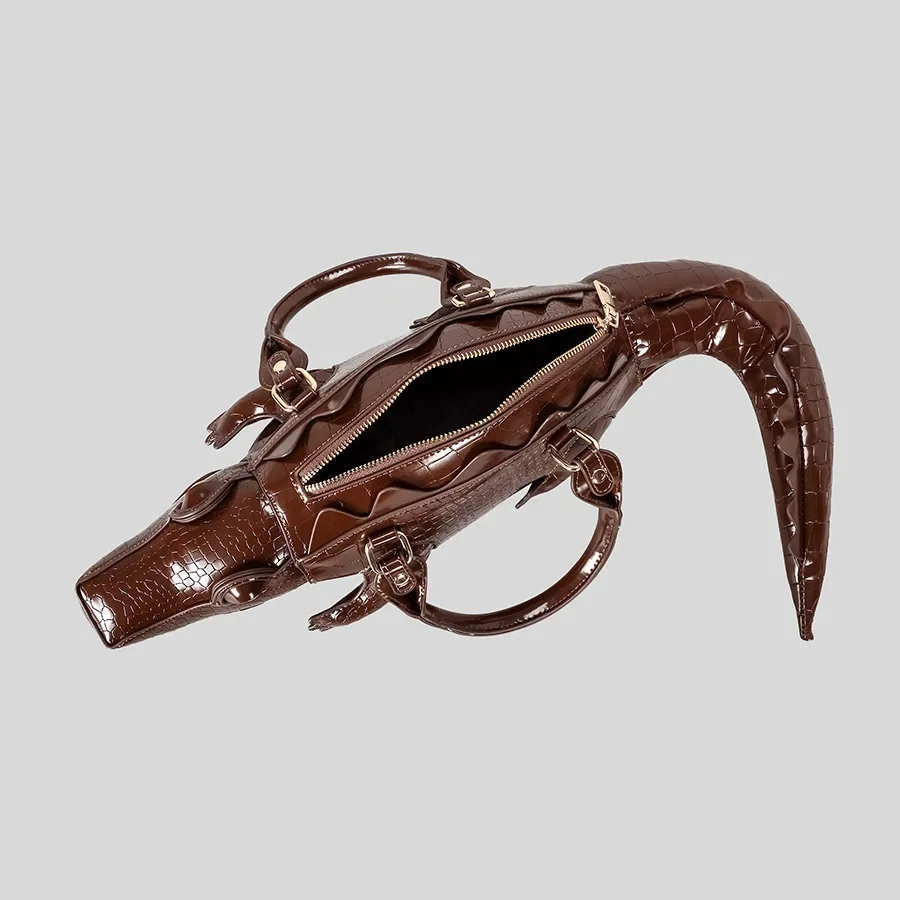 Simulated Crocodile Design Women's Handbags 2025 Funny Crocodile Pattern Shoulder Bags Luxury Pu Leather Crossbody Cross Bag