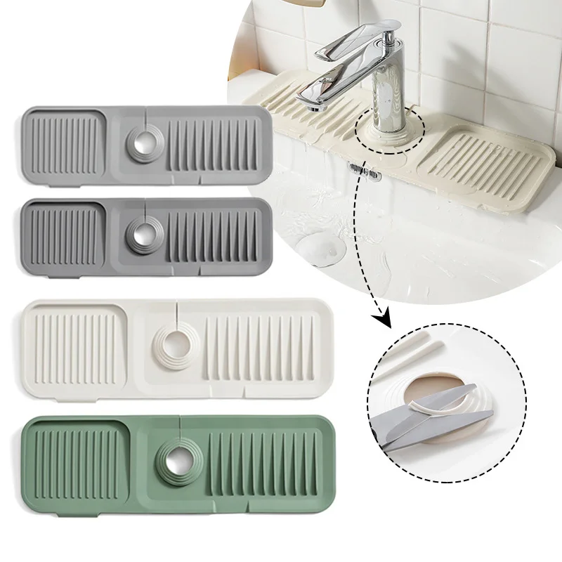 Kitchen Silicone Faucet Mat Sink Splash Pad Drain Pad Kitchen Bathroom Countertop Protector Quick Dry Tray Draining kitchen sink pad kitchen faucet pad