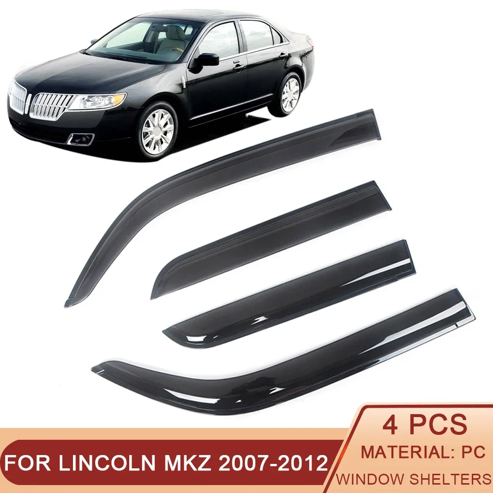 

Ветровые дефлекторы для боковых окон автомобиля Lincoln MKZ 2007-2012, козырек от дождя для двери, черный козырек от дождя, вентиляционные оттенки, козырек от темного дыма