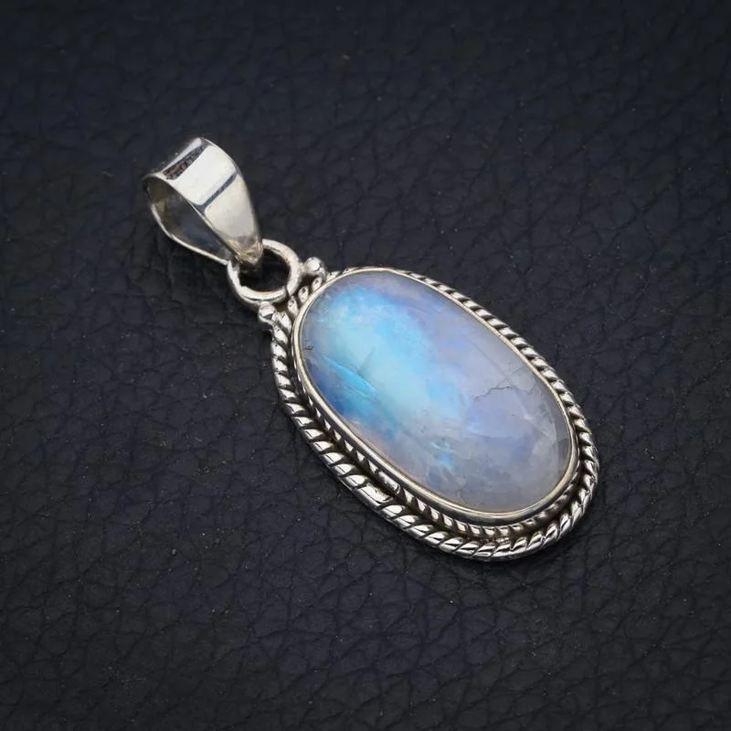 

StarGems Moonstone ручной работы 925 пробы серебряный кулон 1,5 "F5071