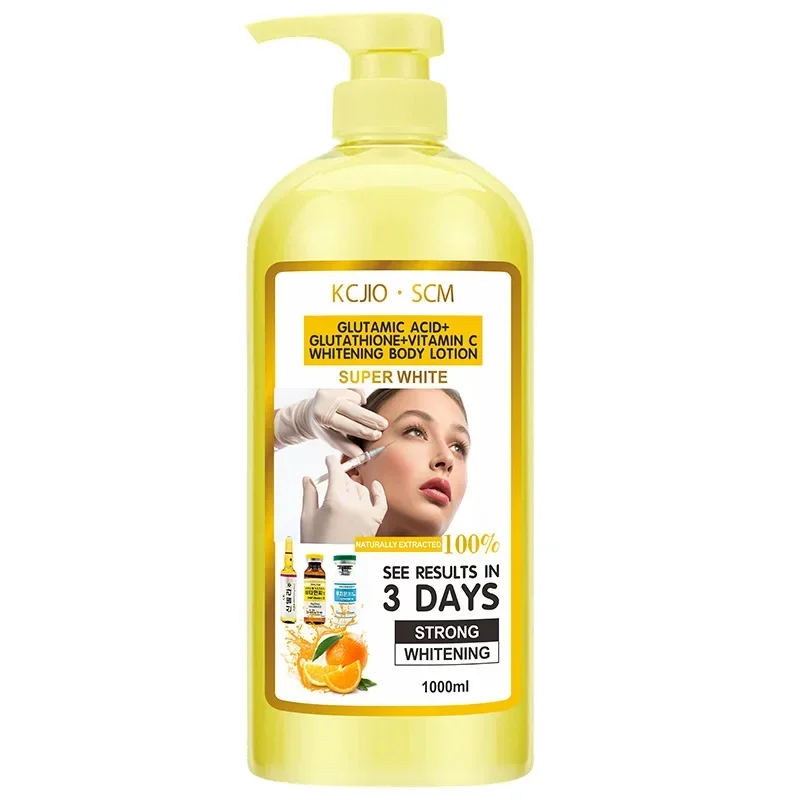 1000ml Collagen Glutathione Whitening Body Lotion Vitamin C Skin Nourishing Glutamic AHA Body Cream for Dropshipping 3