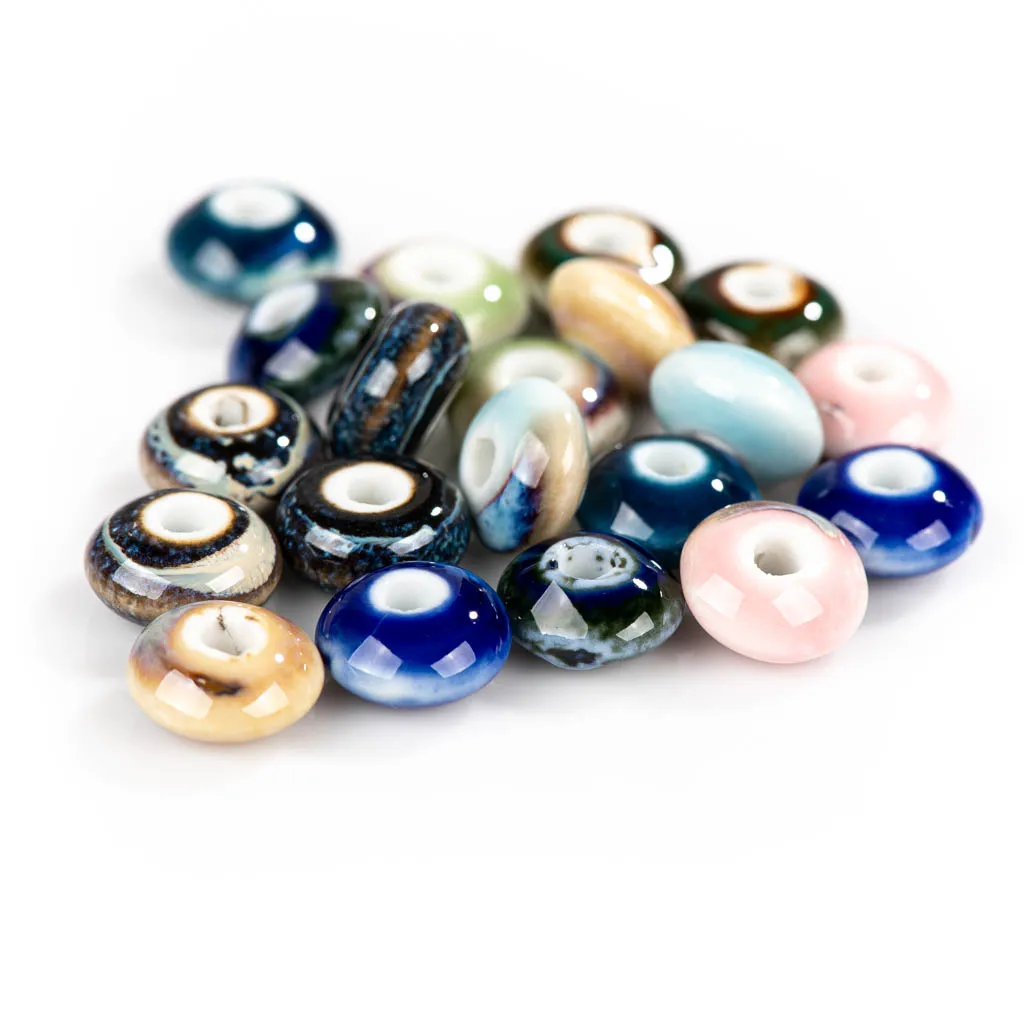 13mm 20 Stück mehrfarbige Ringform Keramikperlen Retro Porzellan Keramik Schmuck Zubehör Schmuck handgefertigt # XN359