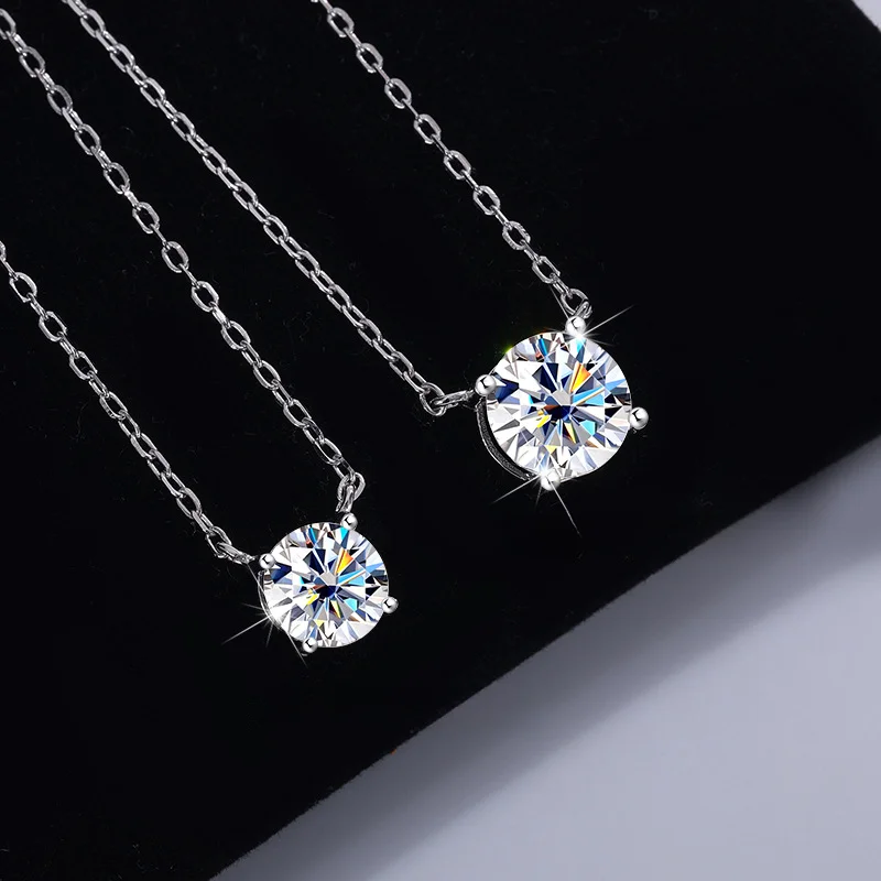 Moissanite Dia 6.5mm 0.5-5CT Woman Pendant Sier Necklace For Women Chains Party Bridal Fine Jewelry 925sterling Silver Necklace 5