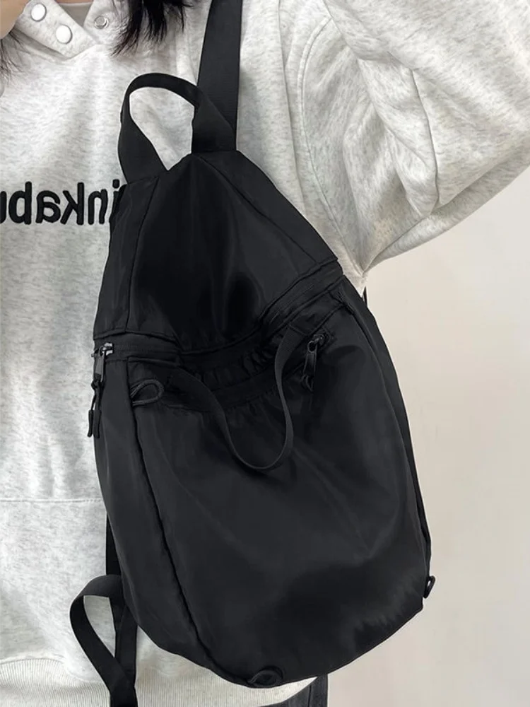 Korean Brief Nylon Casual Waterproof Travel Backpack Lightweight Handbag Unisex Sport Knapsack Preppy Teenager School Backpack