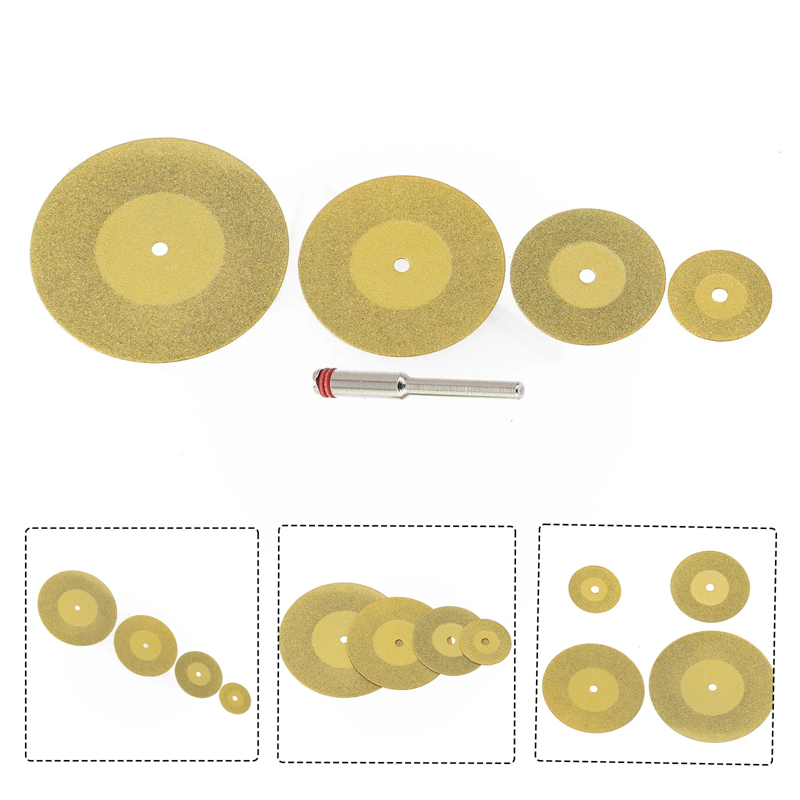 5 PCS Mini Diamond Cutting-Disc & 3mm Shank Mandrel Set For Rotary Tools Accessories TiN Coated Circular Saw-Blade
