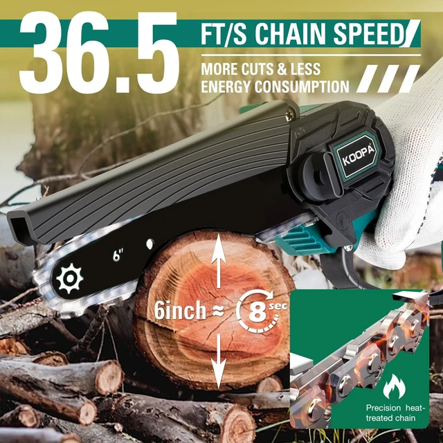 Motosega A Batteria Angseen 6 Pollici - 850W, 2 Batterie - Per Potatura E Giardinaggio