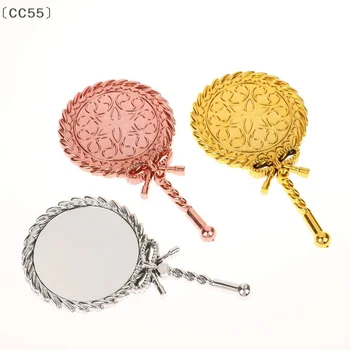 〔CC55〕Portable Vintage Handheld Makeup Mirror Hand Hold Round Cosmetic Mirrors European Noble Ancient Court Mirror Beauty Tool 1