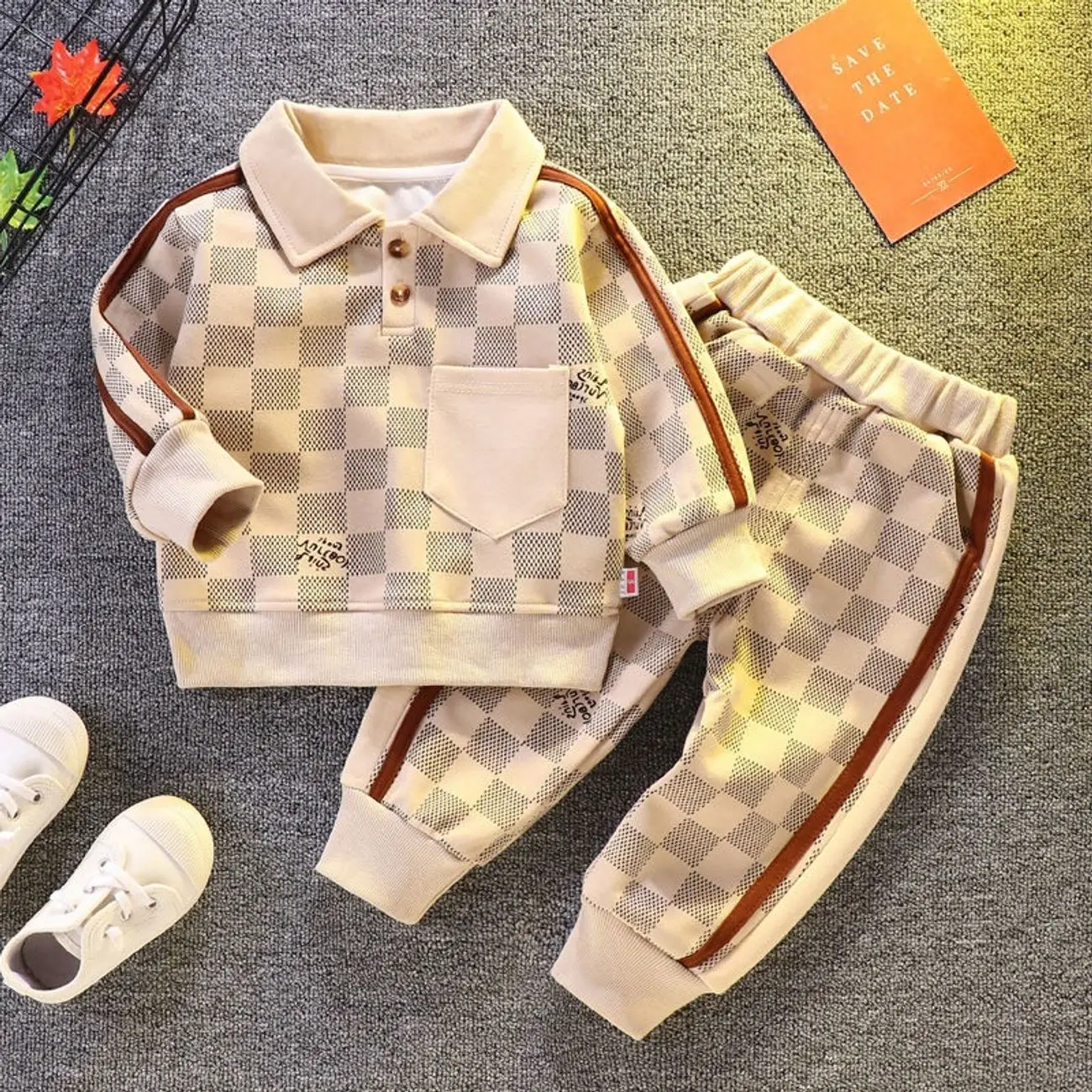Boys' Autumn Suit Foreigner 2023 New Handsome Children's Baby Sweater Pants 2-Piece Toddler Clothing Set 9M 12M 2T 4T 5T 6T