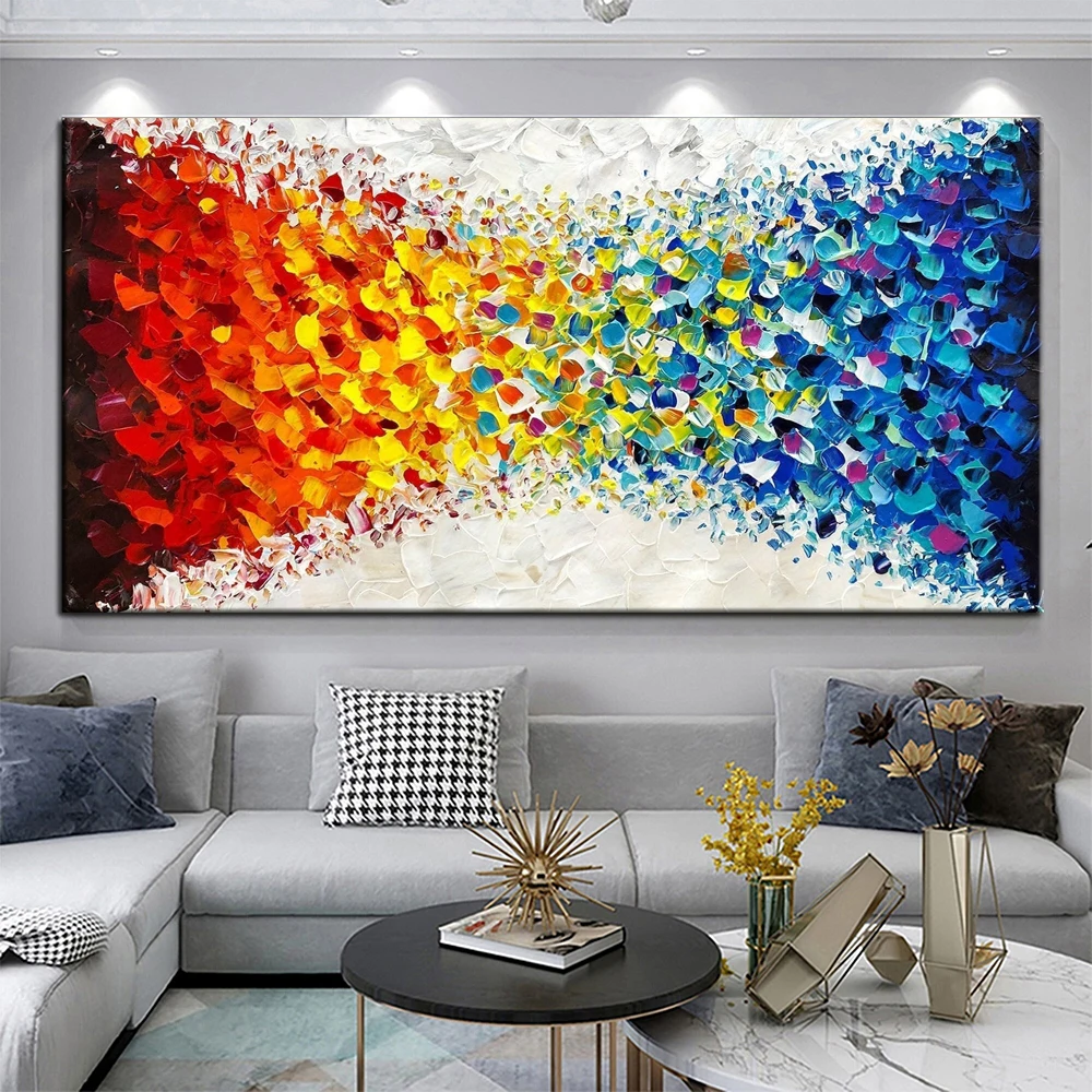 

Handmade Oil Painting Abstract Forest painting Wall Decor Oil Painting Canvas Red Blue Tree Wall Art Modern Heavy Textured Art
