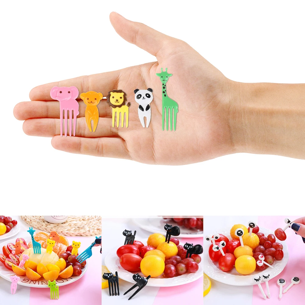 10 fourchette plastique Enfant Animal aliment Fruit cure dent décoration animé