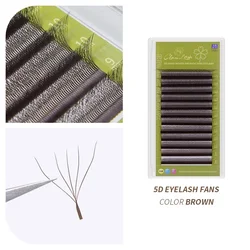 GlamLash Premium Faux Mink Volume Eyelash Extensions - Soft and Natural Finish - 15mm (5D W Brown)