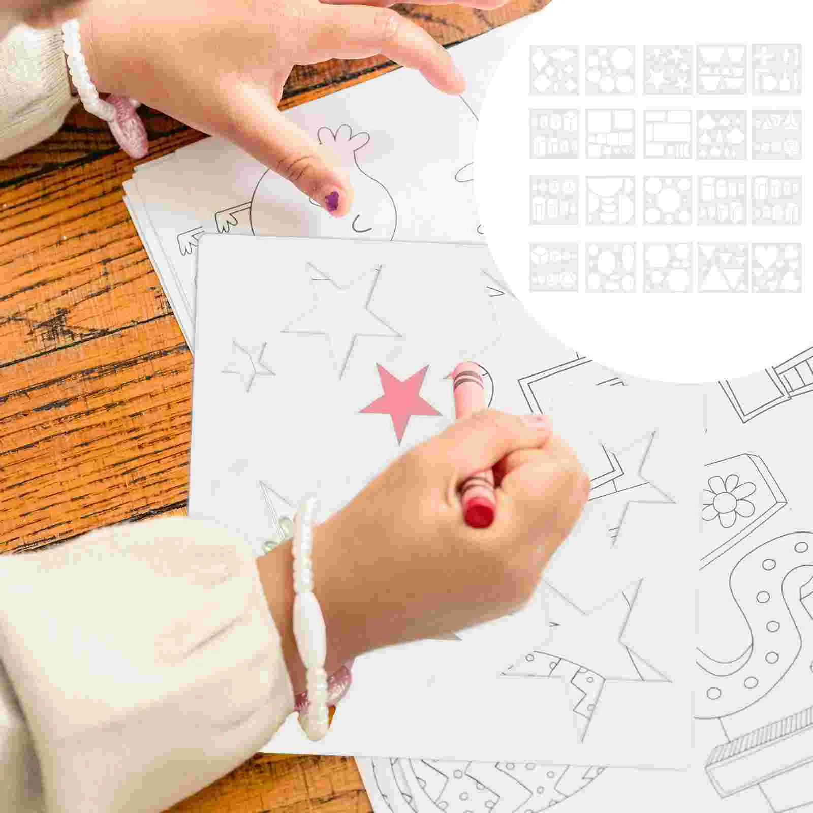 

20 Pcs Geometry Template Geometric Templates Chalk Kids Painting The Pet Learning Child Education Drawing Stencils
