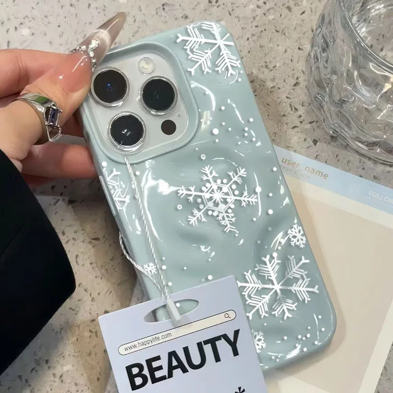 Elegant Snowflake Textured Winter Phone Case - Anti-Drop Soft Cover