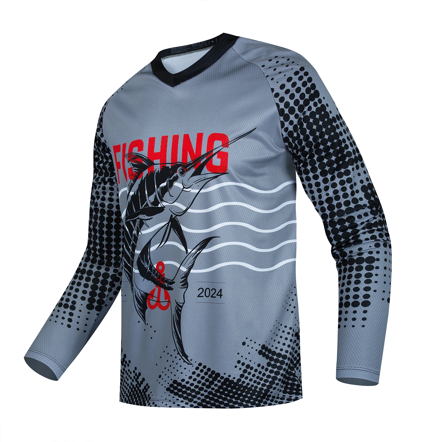 남성용 야외 스포츠 통기성 낚시 셔츠, 긴팔 성능 낚시 의류, 자외선 차단 맨투맨, 2024 신상