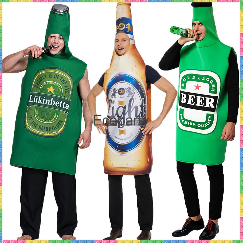 

New Adult Funny Beer Cosplay Costume Unisex Sponge Whisky Rum Bottle Beer Bottle Jumpsuits Halloween Oktoberfest Party Costume