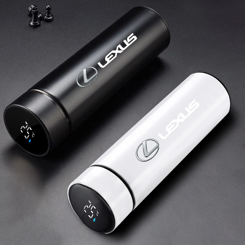 렉서스 FSPORT LBX NX RX 350h 450h ES UX 300e GS GX IS LS LX CT용 온도 표시 기능이 있는 차량용 스마트 보온병 커피컵