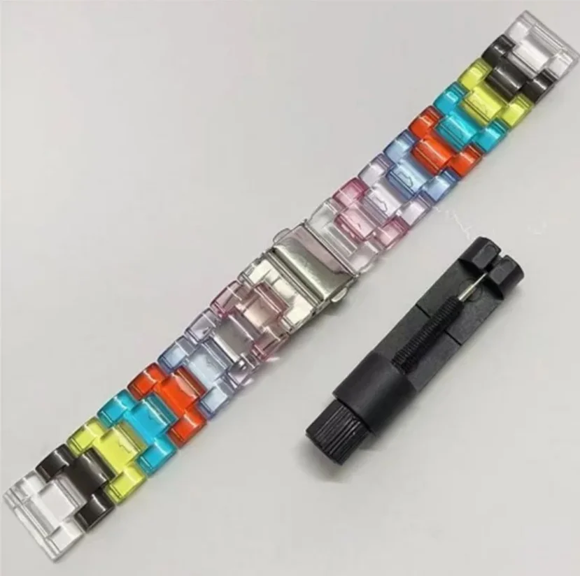 Rainbow Transparent Resin Watch Band Bracelet Accessory
