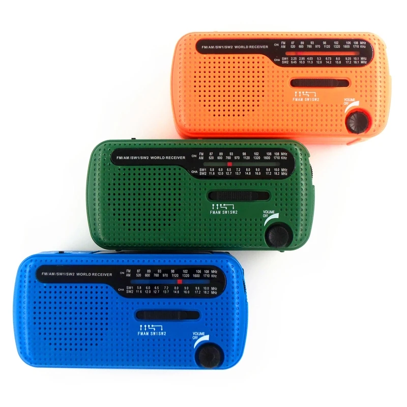 

Multifunctional Solar Radio Emergency 1200mAh Battery Operated Weather Radio with Hand Crank FM SW1 SW2 Alarm Drop shipping