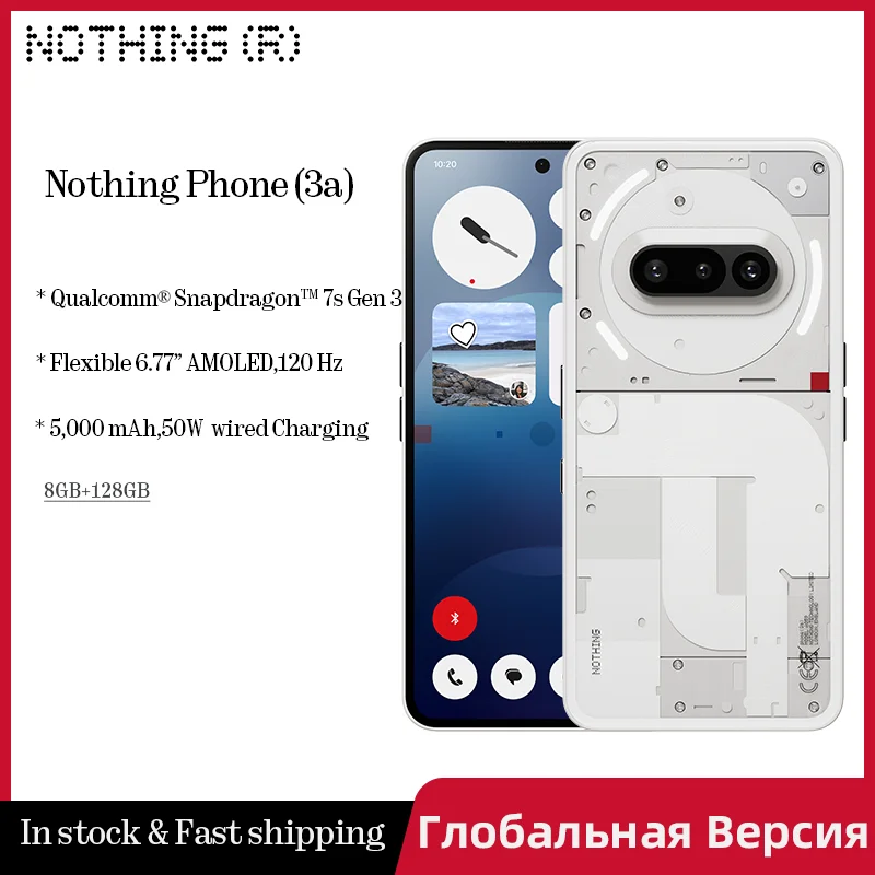 Global Version Nothing Phone (3a) Qualcomm Snapdragon 7s Gen 3