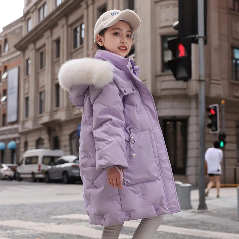 

Children's Down Jacket for Girls 2023 Winter -30 Degree Duck Down Parkas Teenage Fashion Thick Kids Long Hooded Outerwear Coats