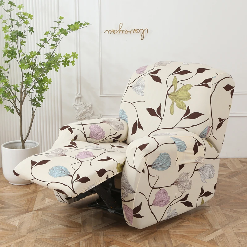 

Nordic Flowers Recliner Sofa Cover Stretch Spandex Sofa Slipcovers Split Single Relax Armchair Covers Furniture Protector Decor