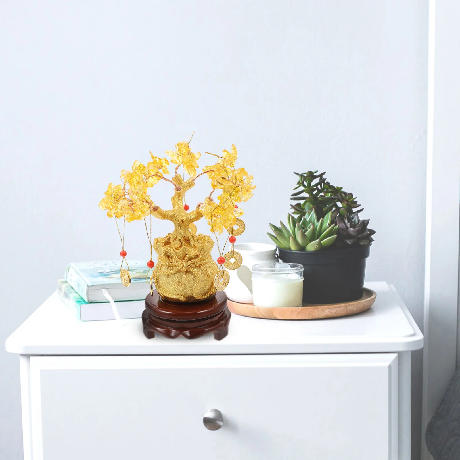 

19 см Fengshui дерево удачи драгоценный камень дерево с раковиной чакра бонсай богатство процветание духовный подарок для дома и офиса стол