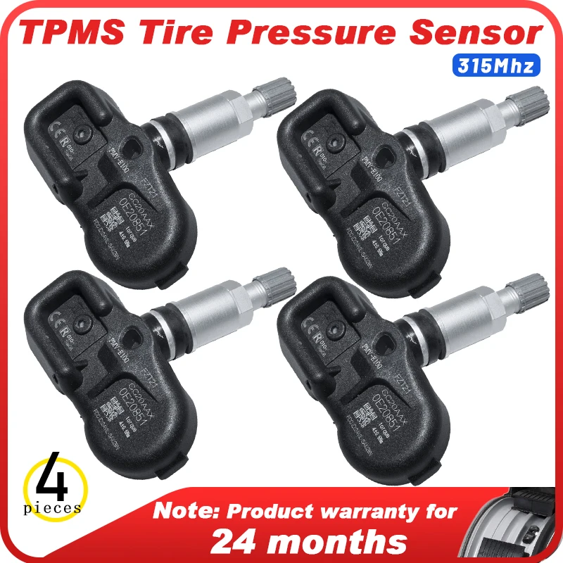 

4 pics 315MHZ Tire Pressure Sensor For Toyota AVALON CAMRY 4RUNNER 2020 COROLLA 2019 TPMS 42607-02100 42607-02090 PMV-E100