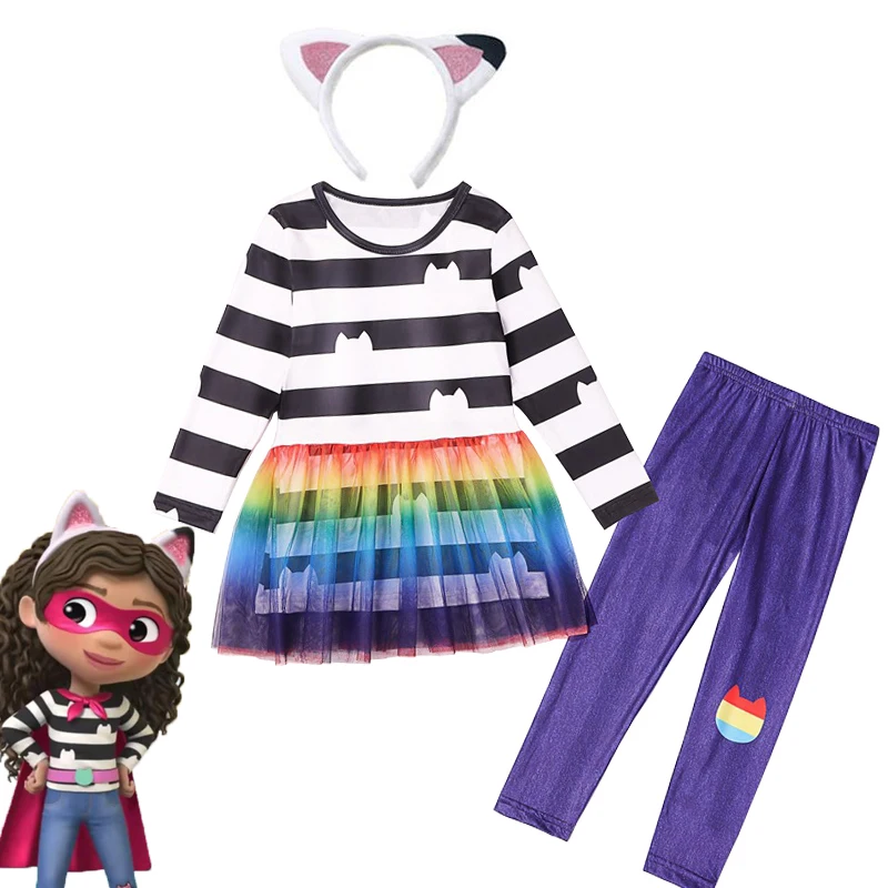 

Gabby's Dollhouse Girls Princess Cats-tastic Dresses+Pants Sets Clothes Children Gabby Cosplay Costume Kids Birthday Clothing