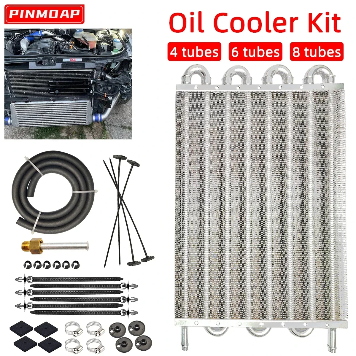 8 Row 6 Row 4 Aluminum Remote Transmission Oil Cooler Auto-Manual Radiator Converter Kit oil cooler kit aluminum radiator aluminum radiator kit