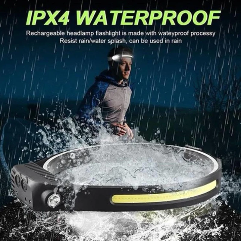 1PC quality Headlight LED Flashlight Built-in Battery Head Torch Outdoor Camping Running Fishing Lantern