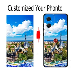 Customizable Silicone Phone Case with Personal Photo & Text Options for Motorola Moto G Stylus 5G (2023) (Custom Black Case)