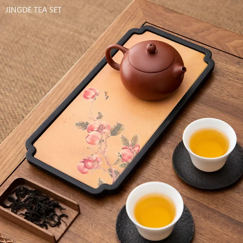 Creative Absorbent Ceramic Tea Tray Quick Drying Teapot Bearing Serving Tray Chinese Tea Accessories Retro Exquisite Tea Tray