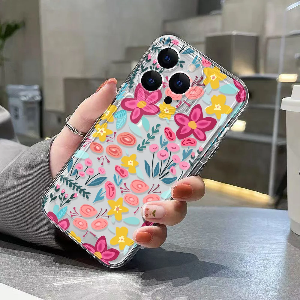 Flower Clear Phone Case grip texture