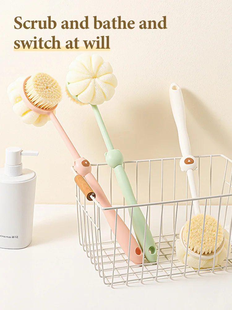 Two sided Shower Body Brush Silicone Long Handle Bathroom Wash Brush Bathing Massage Back Body Exfoliating Brush Bath Supplies 3