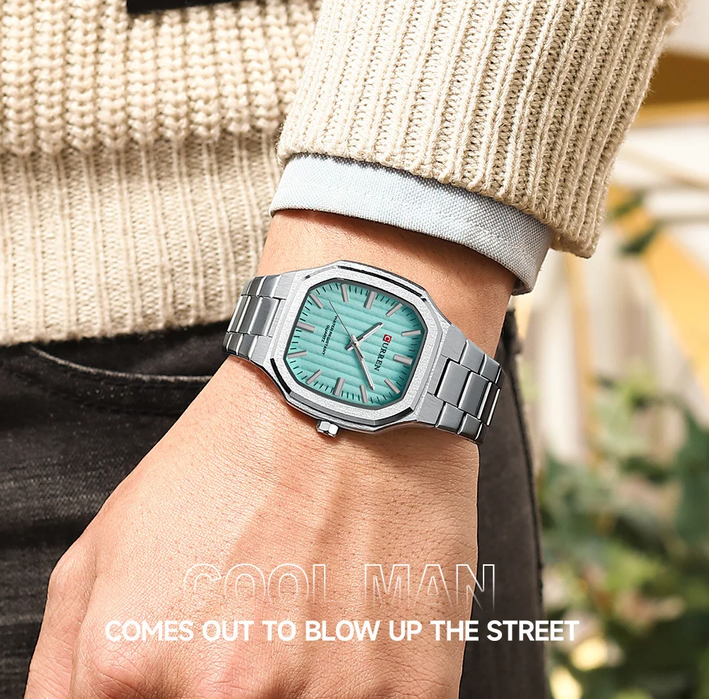 CURREN 8458 Men Quartz Watch Fashion Business Simple Leisure Silvery Stainless Steel Strap Wristwatch 3