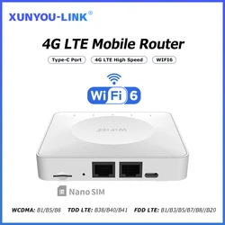 Advanced 4G LTE WiFi 6 Router with SIM Card Modem and USB - C Interface, Supports 32 Device Connections