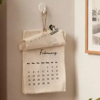 Calendario da parete in tessuto 2026 - Strumento di pianificazione tessile da 12 mesi per la casa, l'ufficio, l'aula e la sala studio Decorazioni per la casa Insegnanti Studenti