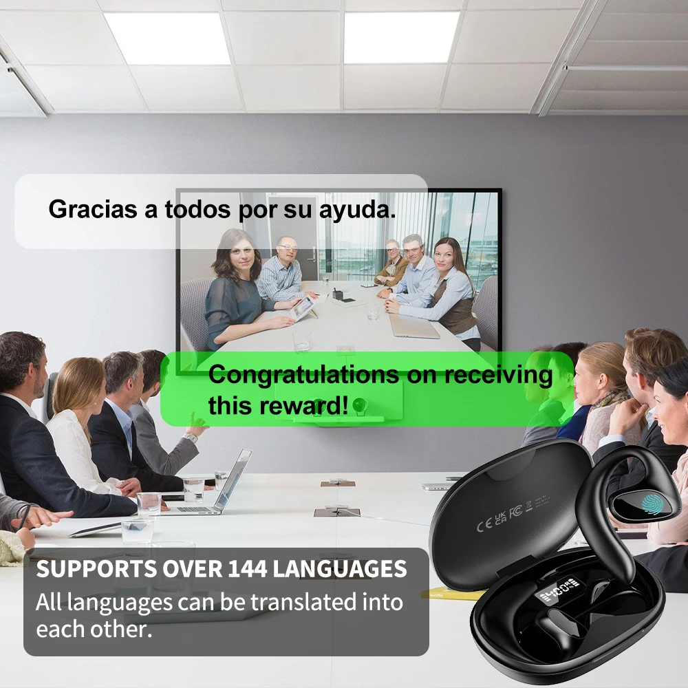 M8 Smart Voice Translator Wireless Bluetooth Earphones Translation Headphones 144 Languages instant Translate Voice Translator
