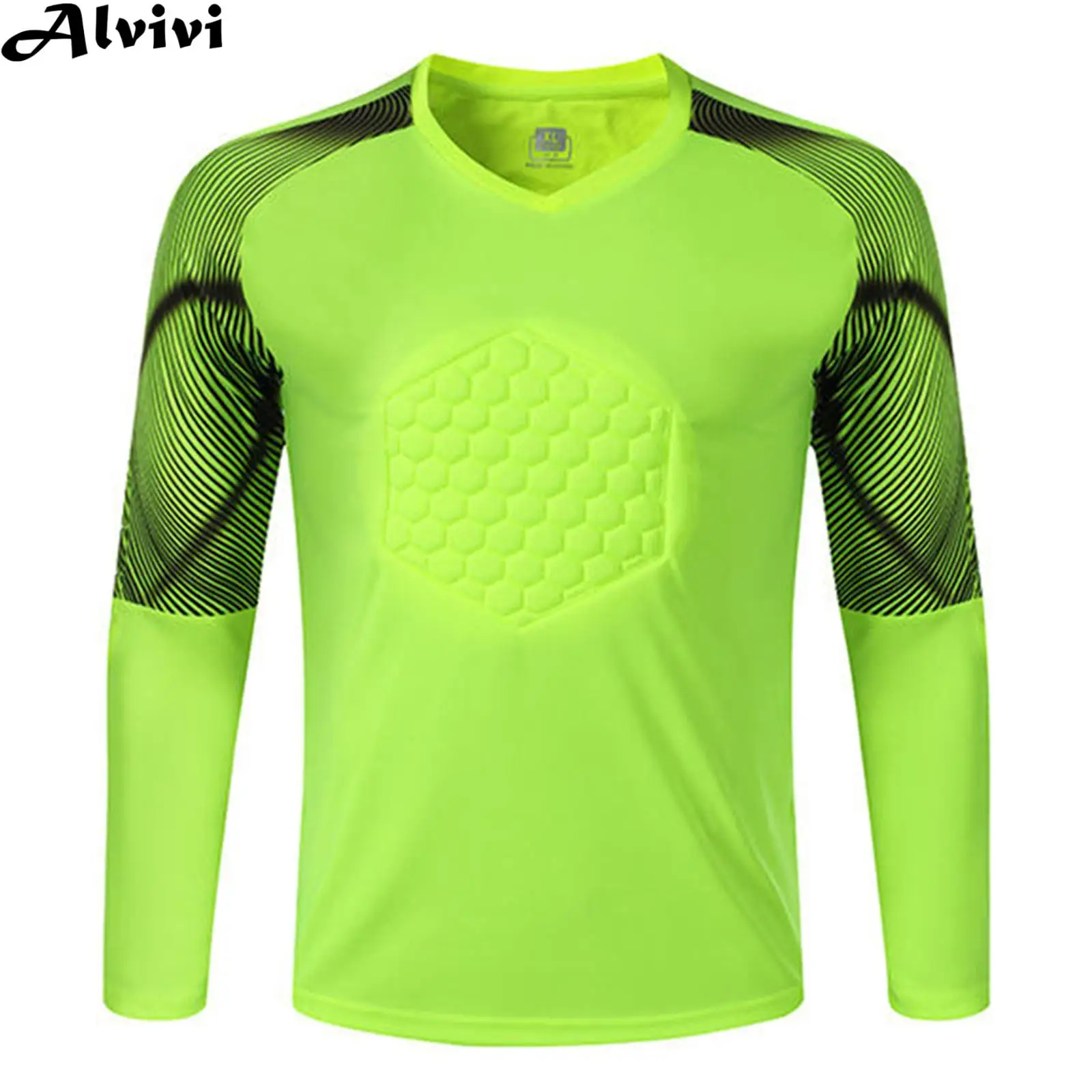 

Kid Boys Soccer Goalkeeper Uniform Football Training Competition Sport Tops Long Sleeve Protective Sponge Pad T-shirt Sportswear