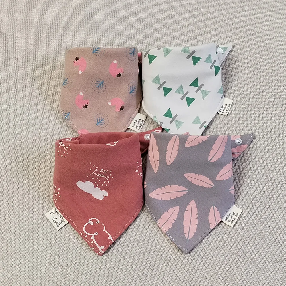 4 Pieces Baby Bibs Cotton Triangle Soft Teething Saliva Towel Burp Cloth Newborn Bandana Bib Baby Eating Accessories Wholesale 4