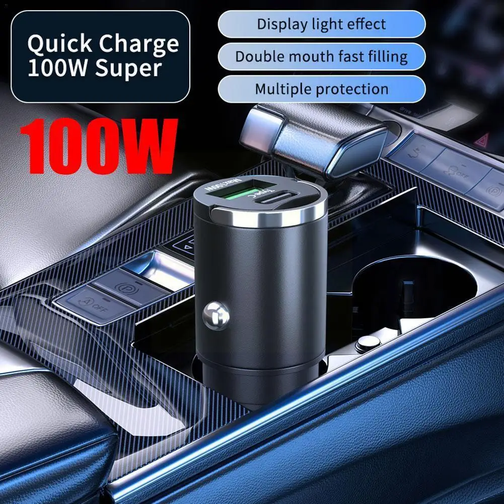 

Pull 100w Pd Fast Charging Mini Car Charger Usb C Car Phone Charger Adapter For 13 12 F2c5